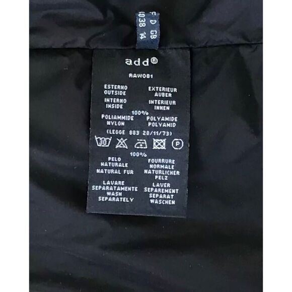 NWT ADD Italian Designer Puffer Hooded Jacket Black Size 6/M - Picture 8 of 9